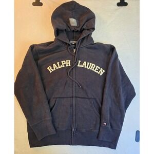 Vintage Polo Jeans Company Ralph Lauren Full Zip Hoodie Large Navy Spell Out